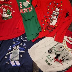Bundle of Holiday/Winter themed shirts. Size 10/12
